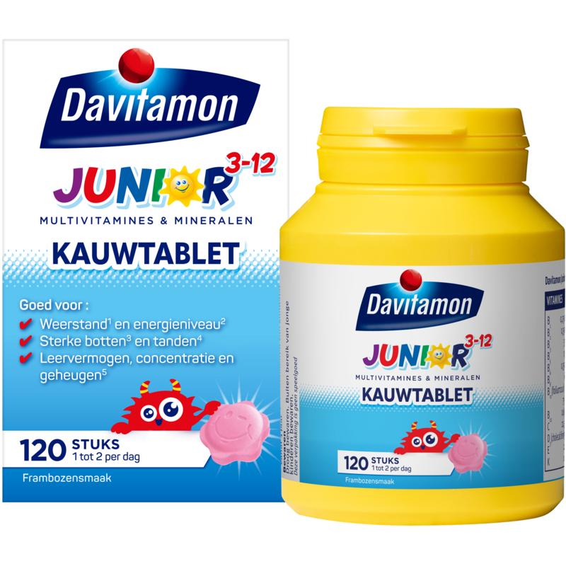 Davitamon Junior 3+ Kauwvitamines Framboos 120 st