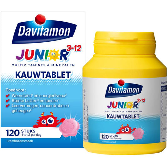 Davitamon Junior 3+ Kauwvitamines Framboos 120 st