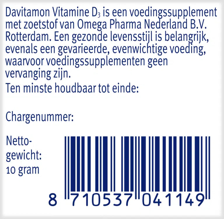 Davitamon Vitamine D3 volwassenen 10mcg (75 smelttabletten)