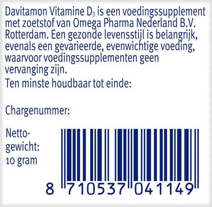 Davitamon Vitamine D3 volwassenen 10mcg (75 smelttabletten)