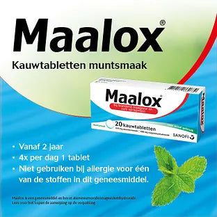 Maalox kauwtabletten mintsmaak (20 tabletten)