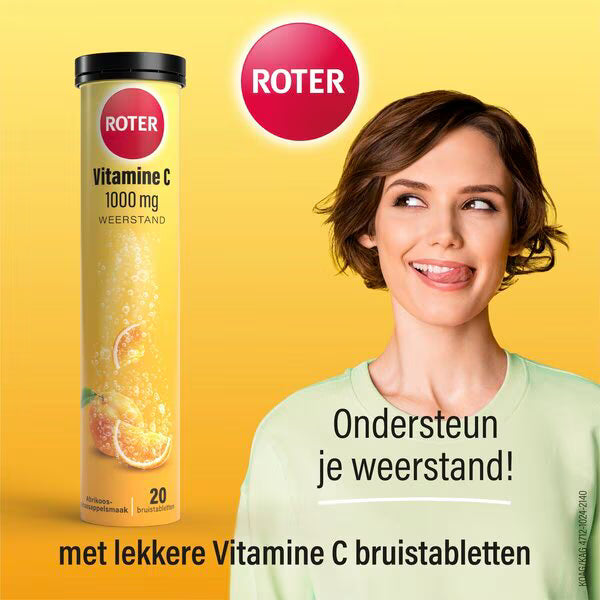 Roter Vitamine C 1000mg Bruistabletten Abrikoos-Sinaasappelsmaak (20 tabletten)