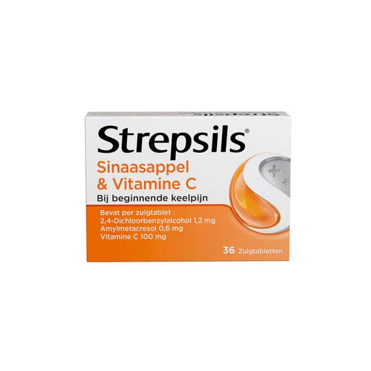 Strepsils Sinaasappel & Vitamine C Zuigtabletten (24 tabletten)